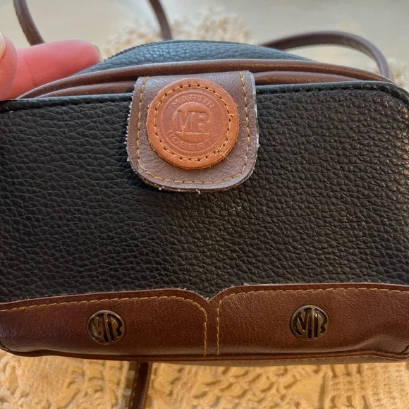Vintage Martin Roberts Mini Crossbody Bag Brown Black Leather Small Purse - Picture 6 of 12